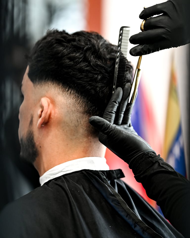 Barber working with precision